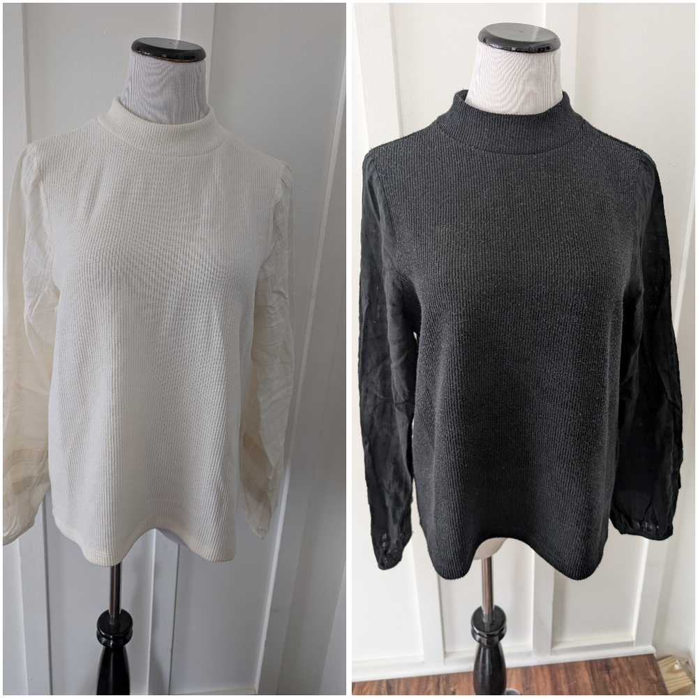 Lot Of 2 Madewell Mixed Media Tops